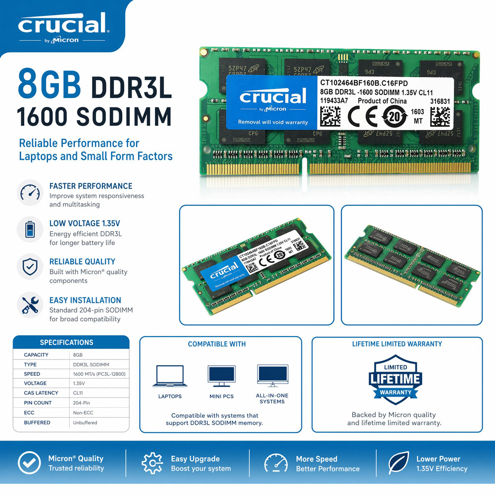 Память Crucial DDR3 DDR3L для  – обзор и цена Khadas Vim4 8Gb